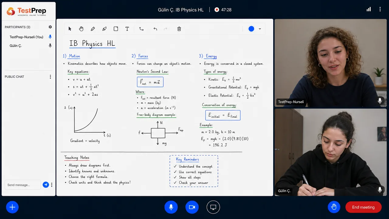 IB IB Physics HL Tutoring HL — one-to-one lesson