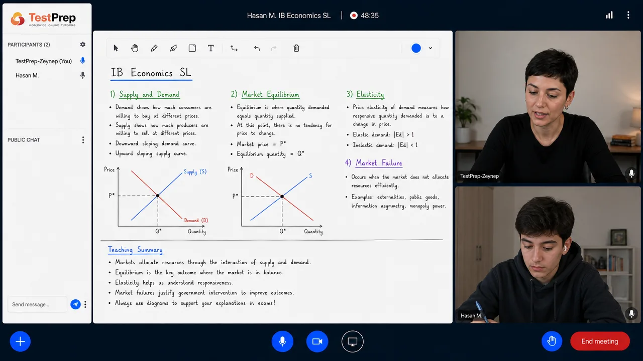 IB IB Economics SL Tutoring SL — one-to-one lesson