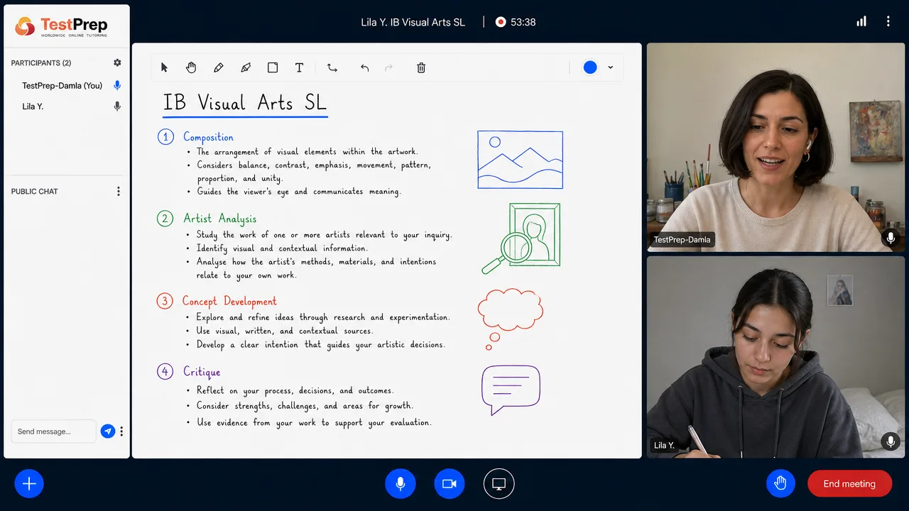 IB IB Visual Arts SL Tutoring SL — one-to-one lesson