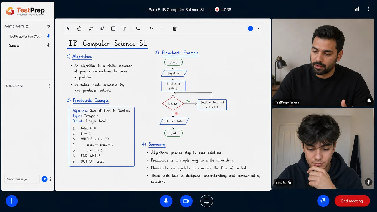 IB IB Computer Science SL Tutoring SL — one-to-one lesson