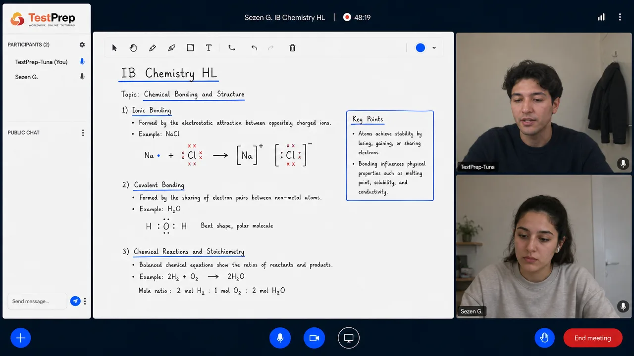 IB IB Chemistry HL Tutoring HL — one-to-one lesson