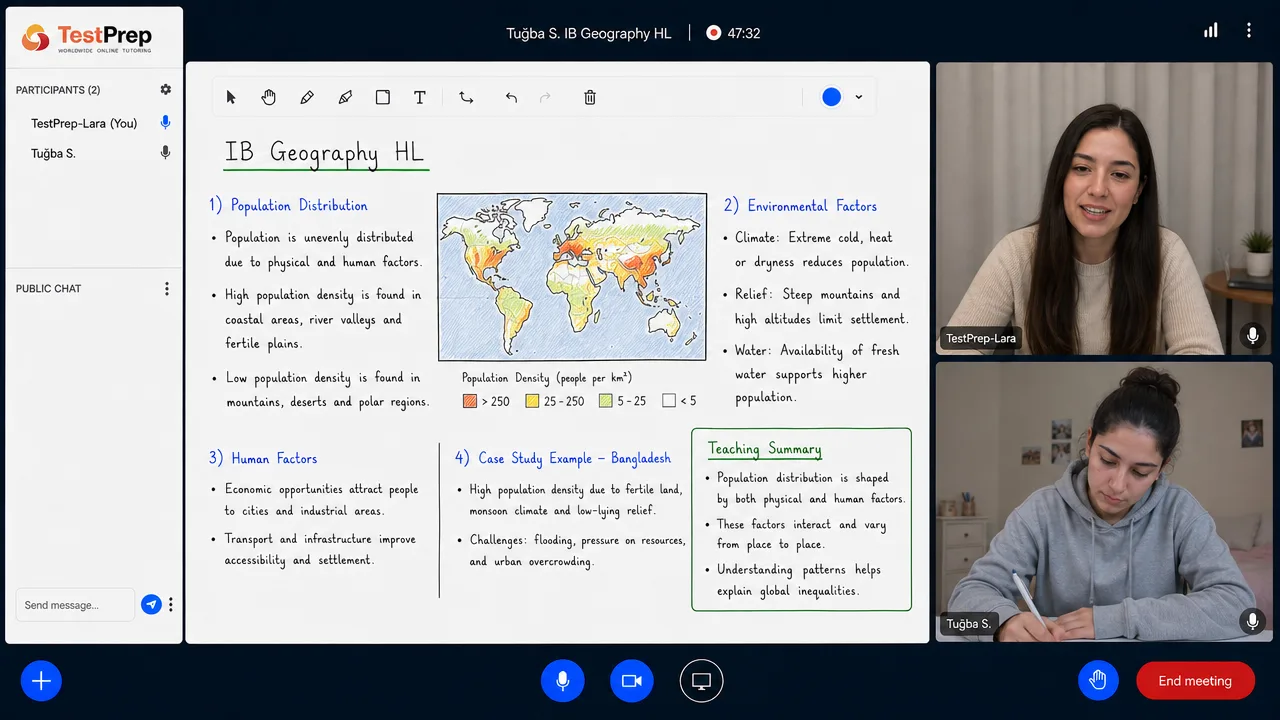 IB IB Geography HL Tutoring HL — one-to-one lesson
