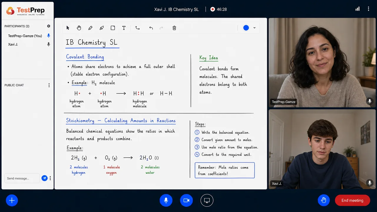 IB IB Chemistry SL Tutoring SL — one-to-one lesson