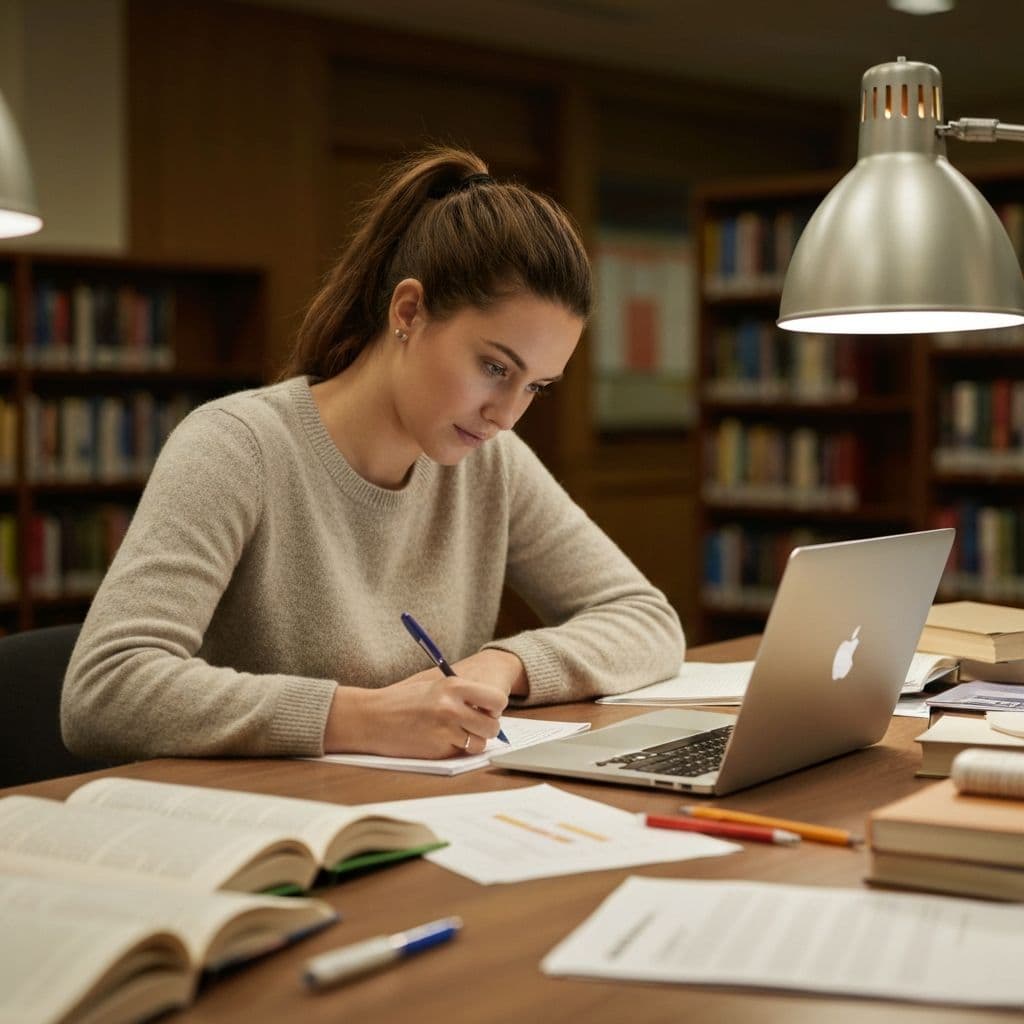 IB student working on an academic essay